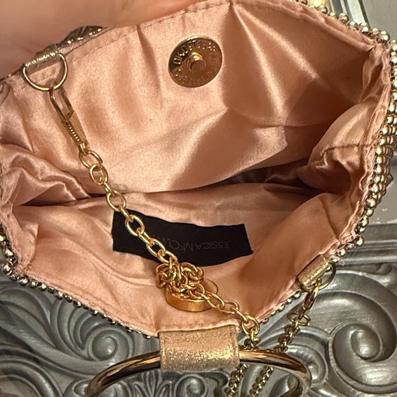Jessica McClintock Rose Gold Gwen Ball Mesh Ring Clutch - Picture 6 of 15